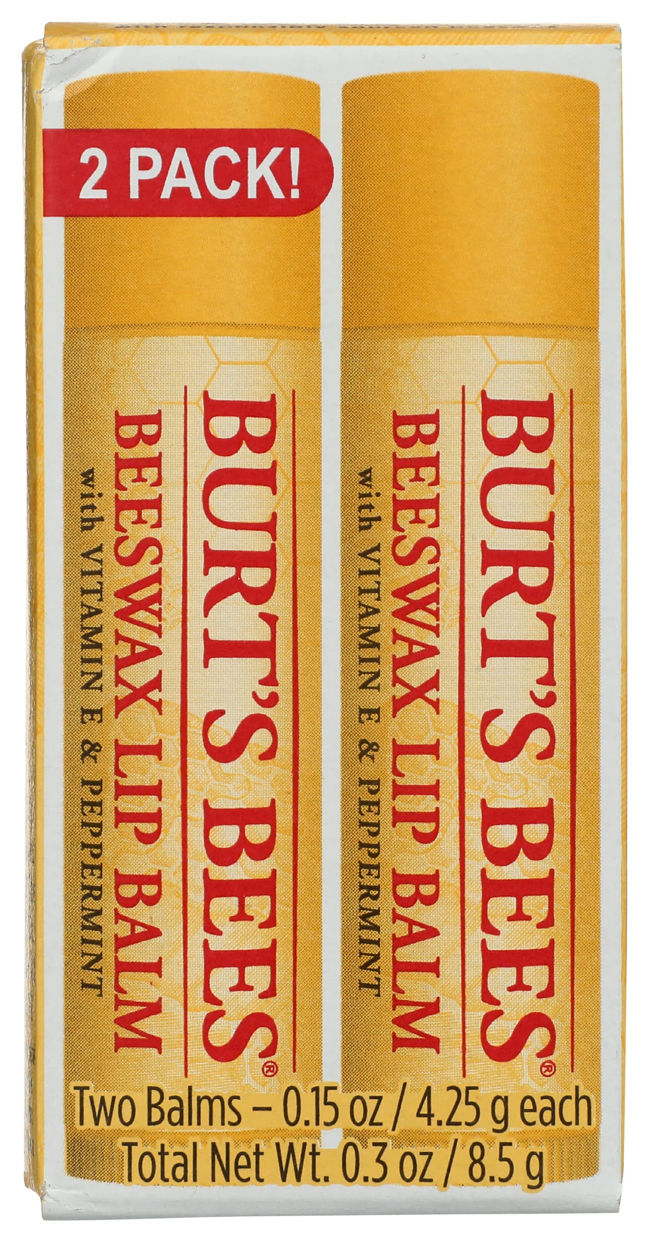 Burts Bees 2 Pack Beeswax Lip Balm, 0.3 OZ