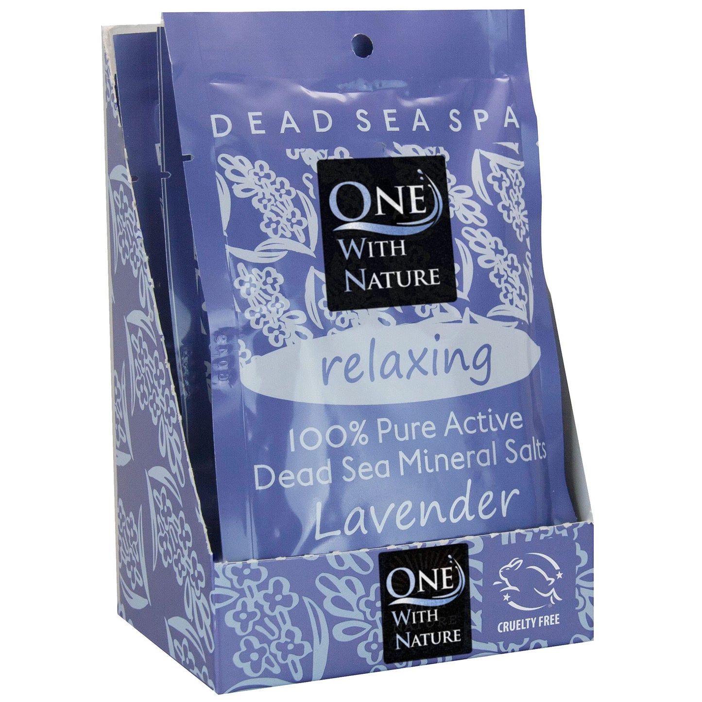 One With Nature 100% Pure Dead Sea Salt for Bath Lavender, 2.5oz 6Pack. High in 21 Essential Minerals, Such as Magnesium, Sulfur, Zinc, Potassium. Beauty and Personal Care One With Nature
