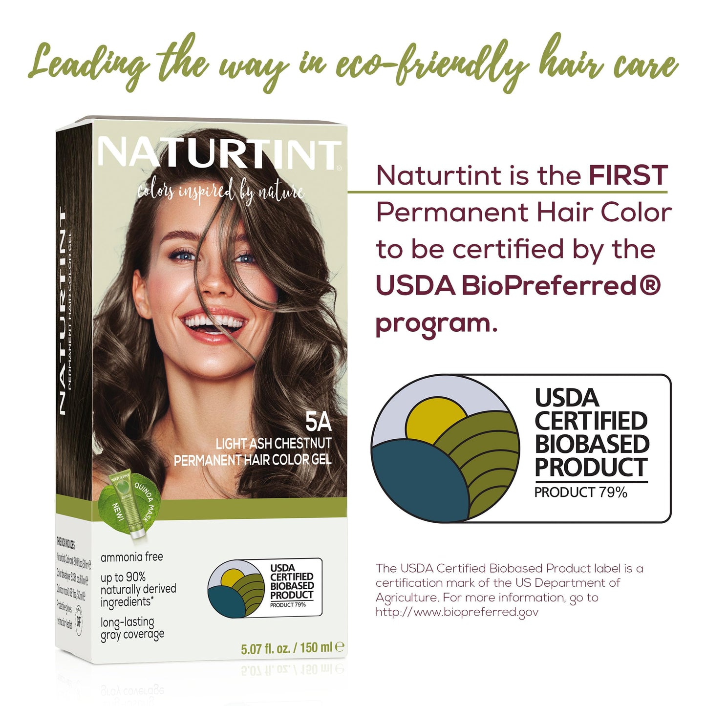 Naturtint 5A Light Ash Chestnut Permanent Hair Color (Pack of 1), Ammonia Free, Vegan, Cruelty Free, up to 100% Gray Coverage, Long Lasting Results