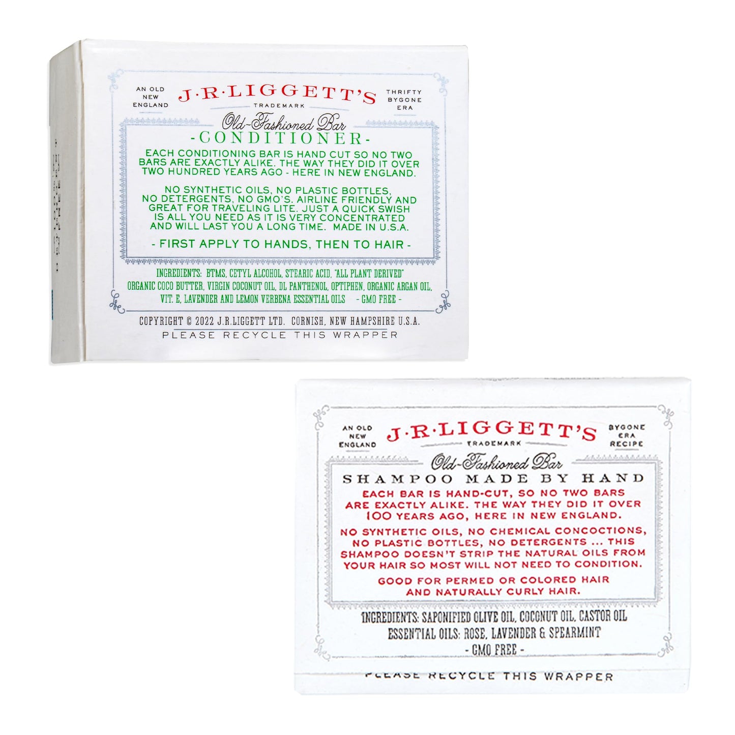 J.R.LIGGETT'S Original Formula Shampoo Bar and Conditioner Bar 2-Pack, All-Natural, Plant-Based Solid Hair Care Set, Sulfate-Free, 3.5 oz Shampoo