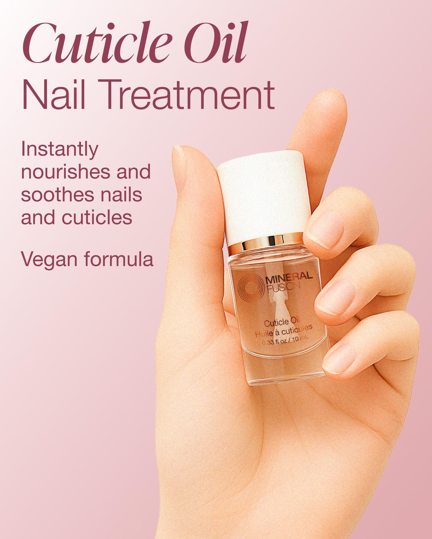 Mineral Fusion Cuticle Oil Nail Treatment - Natural Moisturizer with Vitamin E and Sweet Almond Oil - Softens & Protects Cuticles - Vegan, 99%
