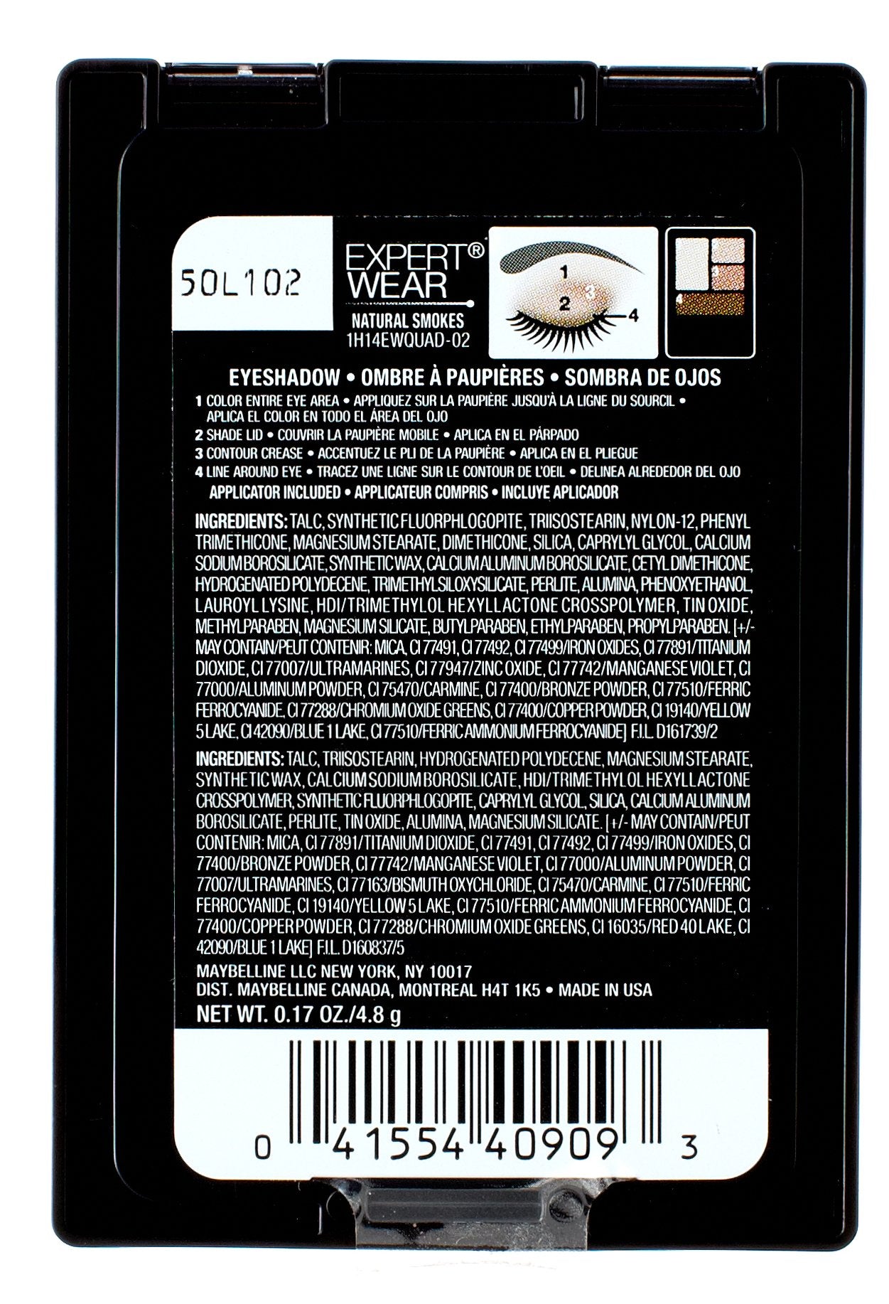 Maybelline Expert Wear Eyeshadow Quads, Natural Smokes, 0.17 oz.