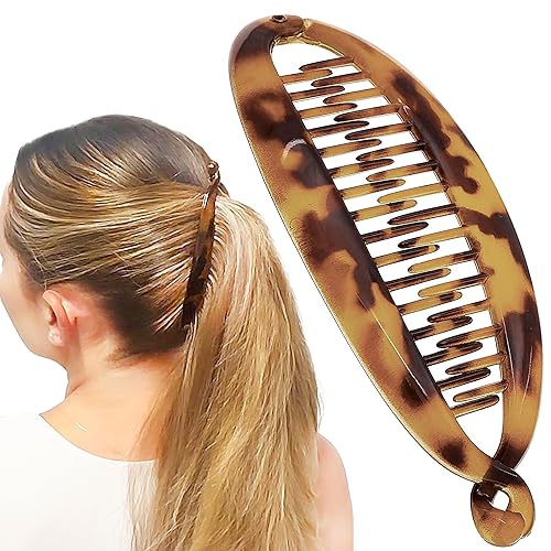 Camila Paris CP1578 French Large Banana Clip Hair Comb, Classic Banana Clips Hair for Thick Hair Ponytail Holder Interlocking Styling Clips for Women