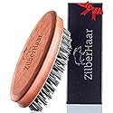 ZilberHaar Pocket Mustache and Beard Brush - Stiff Boar Bristles Small Brush - Perfect Beard Grooming Tool - Relieves beard itch - Short and Medium