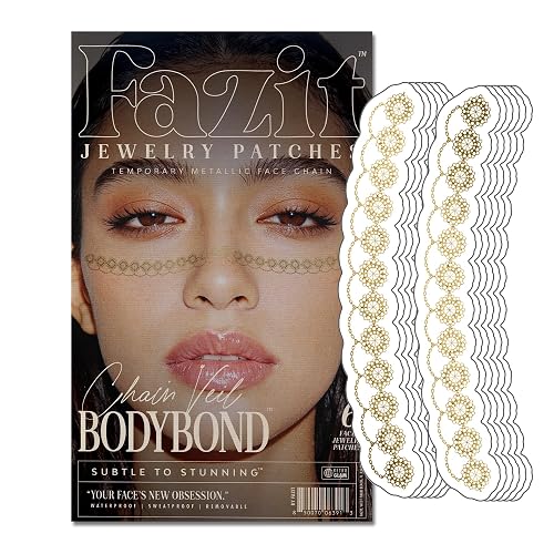 Fazit Makeup Patches - Chain Veil Bodybond - Glow Up Make-Up Patches - Cute Glitter Makeup Accessories for Women - Cosmetic Glitter for Face