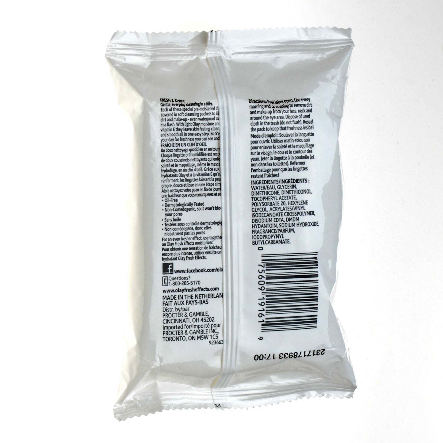 Olay Fresh Effects S'wipe Out! Refreshing Make-Up Removal Cloths, 20-Count