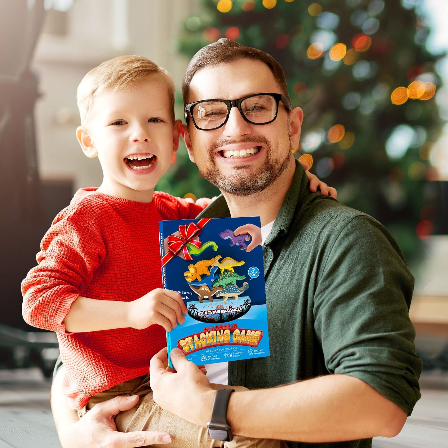 IPOURUP Dinosaur Stacking Toys | Wooden Montessori Balance Game for Kids 3–8 | Fun Family Competition & Birthday Gift for Boys & Girls