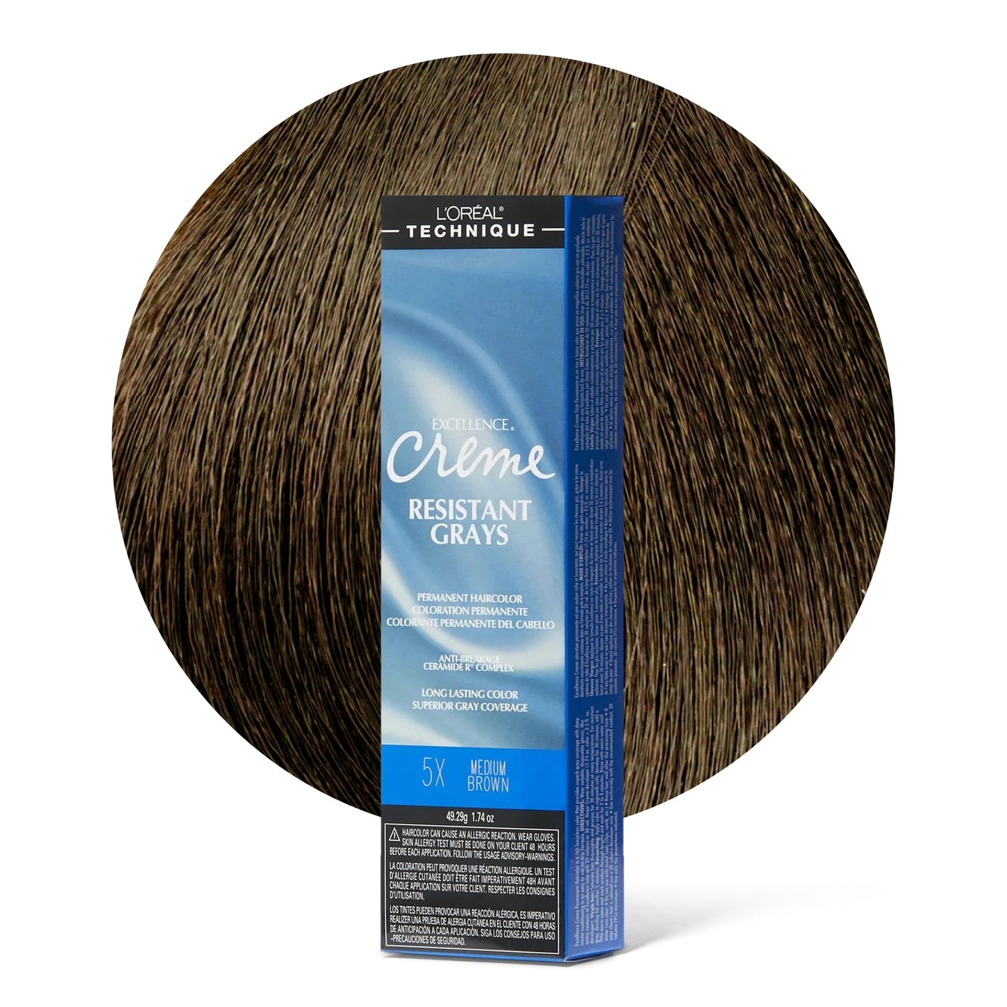 L'OREAL TECHNIQUE Excellence Crème Resistant Grays Permanent Hair Color - Max Coverage on Resistant Grays, Rich Crème No-Drip Formula & Patented Gray