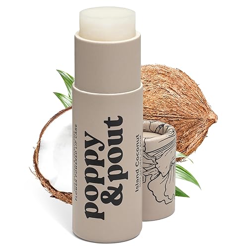 Poppy & Pout Island Coconut Jumbo Lip Balm | All Natural Lip Balms & Moisturizers | Hydrates with Beeswax, Vitamin E, Organic Coconut Oil |