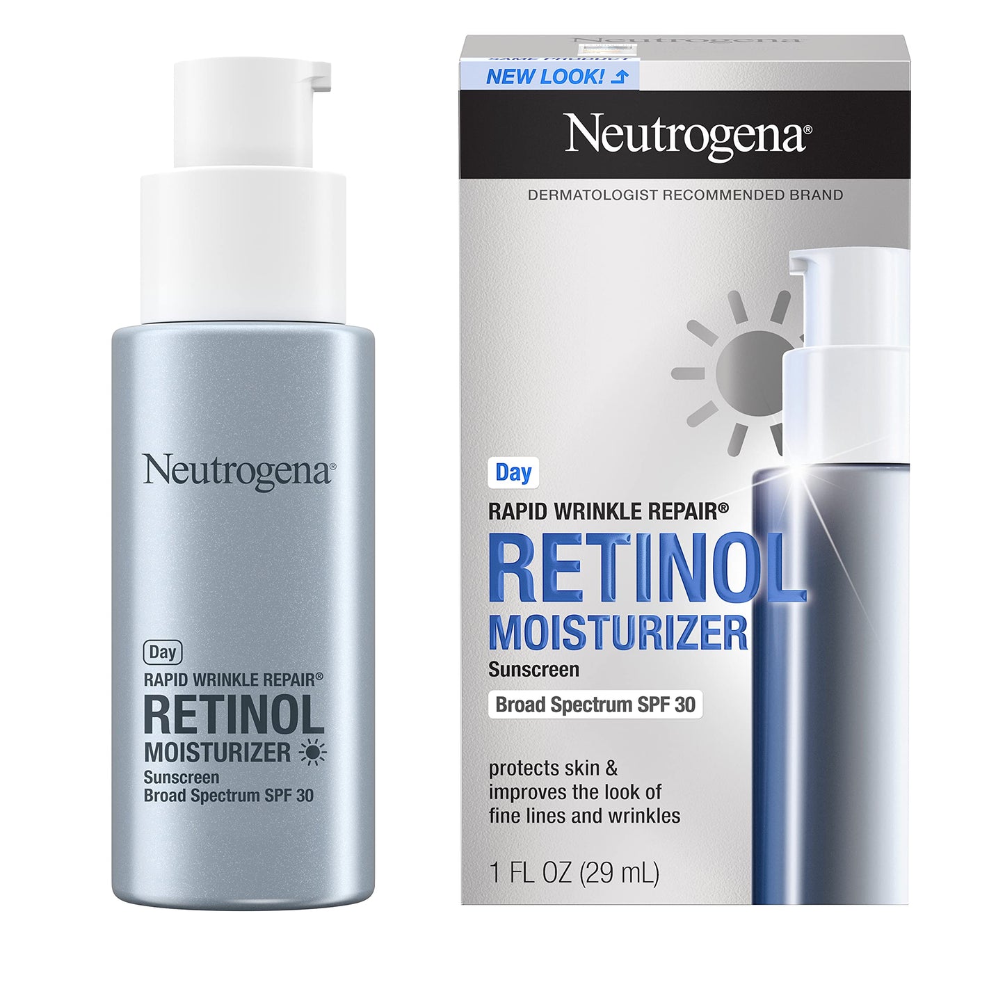 Neutrogena Rapid Wrinkle Repair Retinol Anti-Wrinkle Moisturizer with SPF 30 Sunscreen, Daily Anti-Wrinkle Face & Neck Retinol Cream with Hyaluronic