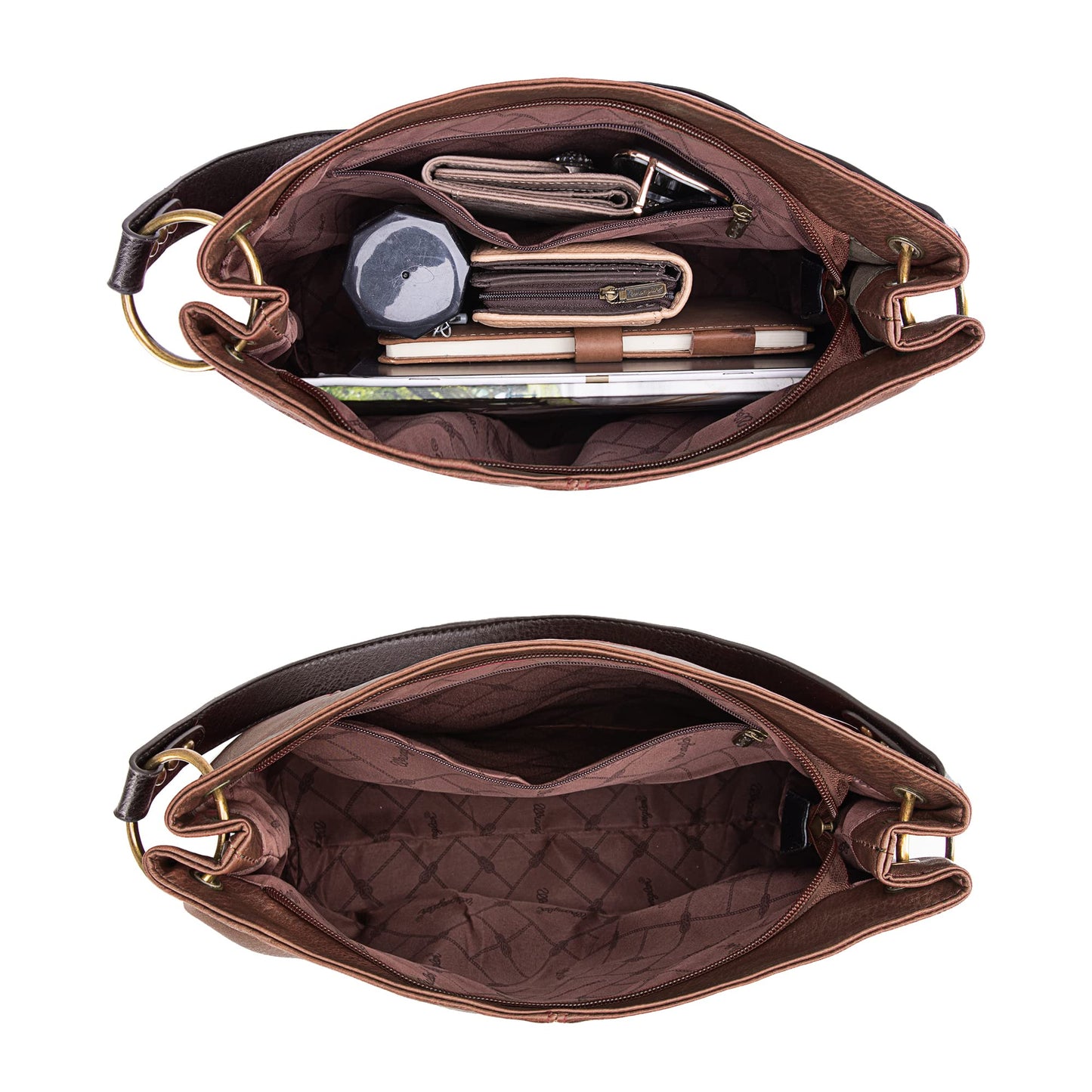 Wrangler Hobo Bags for Women Leather Hobo Purses Shoulder Bag Tote Bag Womens Purses and Handbags WG20-918BR