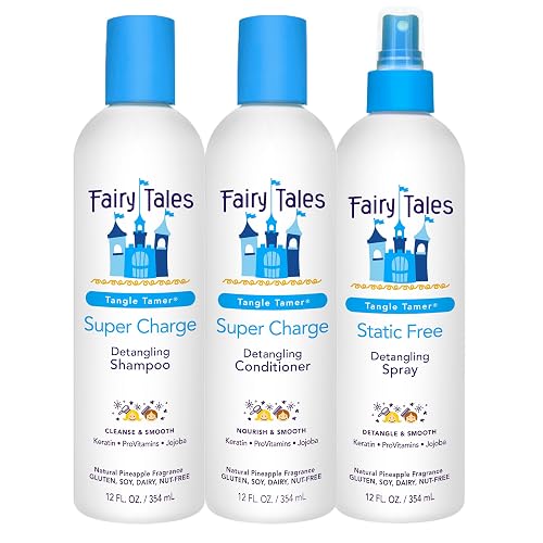 Fairy Tales Tangle Tamer Detangling Shampoo and Conditioner for Kids plus Detangling Spray - Ultra Moisturizing and Anti Frizz Protection - Paraben