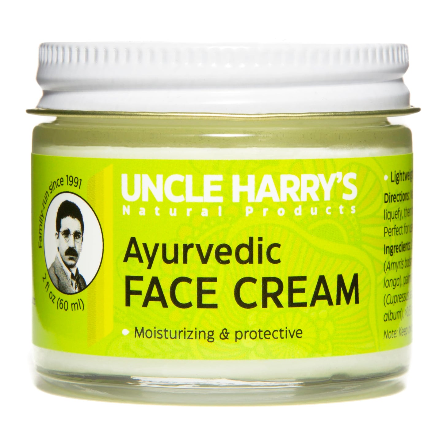 Uncle Harry's Natural Products Ayurvedic Face Cream with Jojoba Esters and Pure Essential Oils of Turmeric, Sandalwood, Palmarosa, and Cypress -