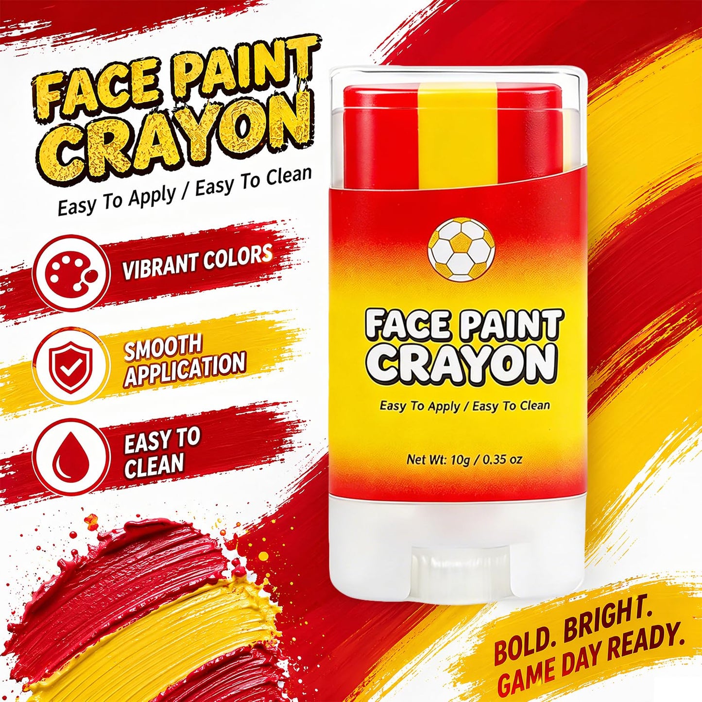 Red Yellow and Red Eye Black, Baseball Face Paint, Spain Softball Face Paint, Brazil World Cup Jersey 2026, Sports Yellow Spain Flag Face Paint Stick Beauty and Personal Care Lulesi