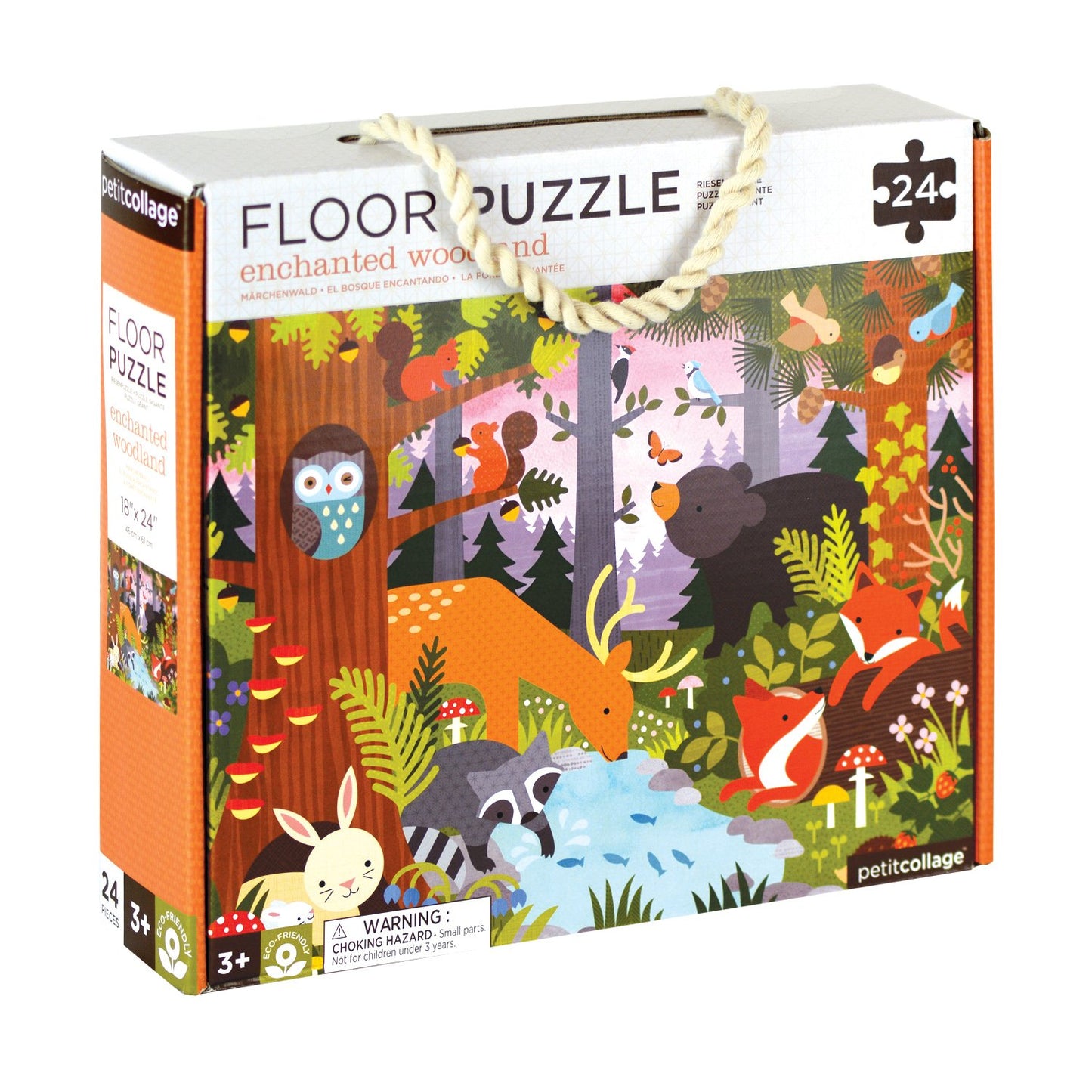 Petit Collage Enchanted Woodland Floor Puzzle – 24 Large Pieces for Kids Ages 3+, Finished Size 18” x 24”, Fun & Educational Gift Idea