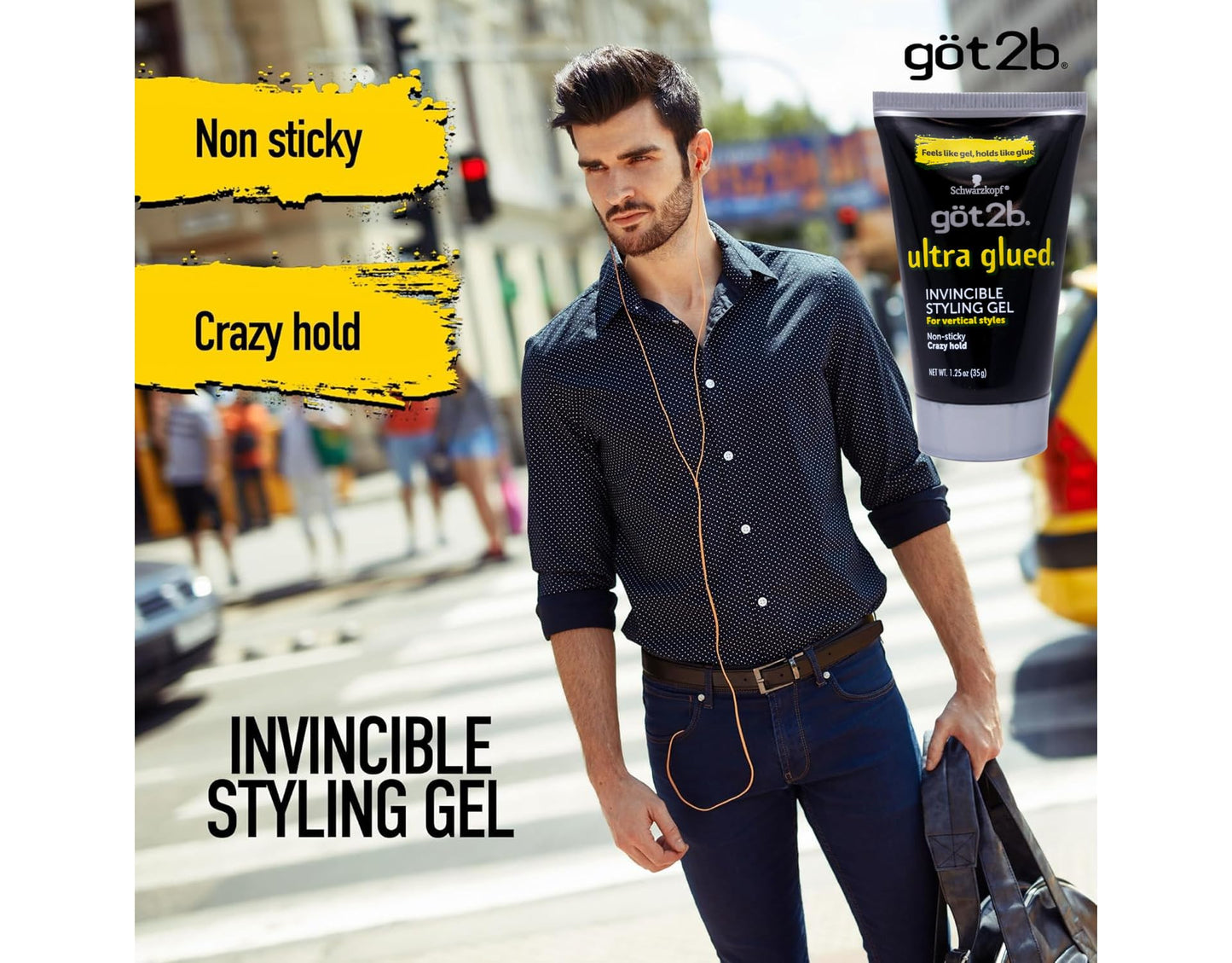 got2b, Ultra Glued, Invincible Styling Gel, 1.25 Oz., Pack of 6