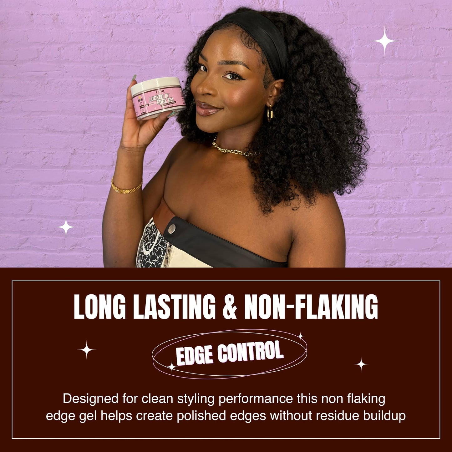 Lela Beauty Locked In™ Edge Gel with Jojoba, Biotin, Castor Oil & Melon Scent - Travel Friendly Styling with Mini Edge Brush - Long Lasting