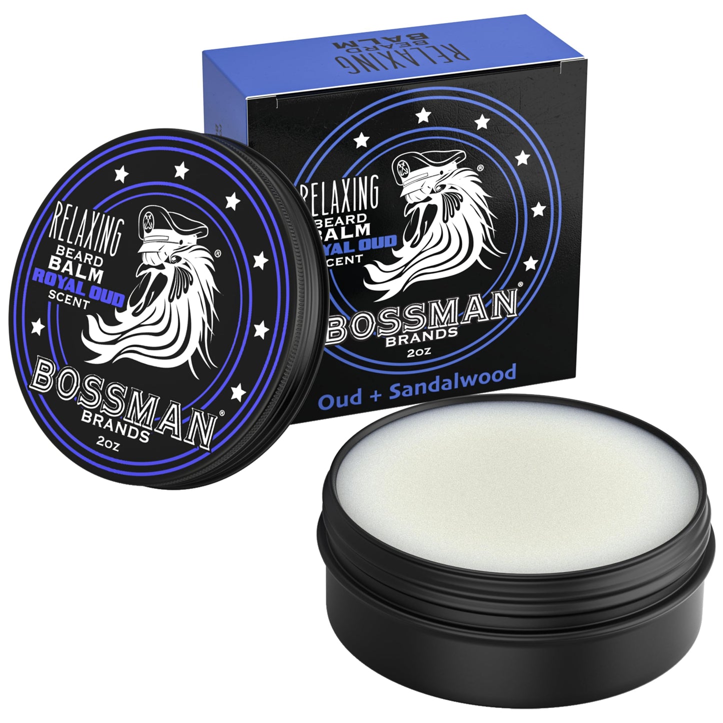 Bossman Relaxing Beard Balm for Men (Royal Oud Scent) - Tames, Relaxes, Thickens & Softens for Ultimate Beard Care - Made in USA