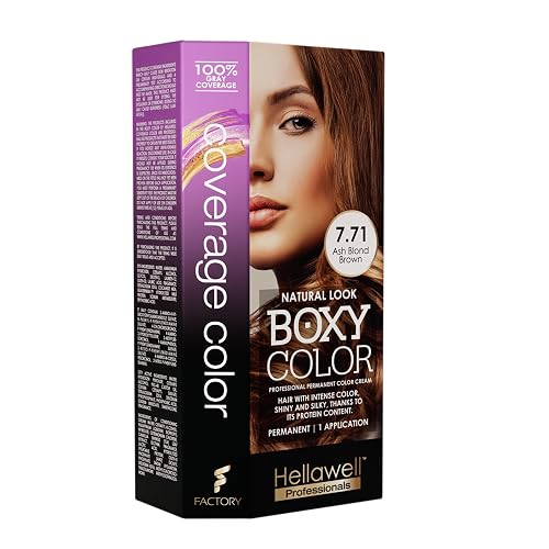 BOXY COLOR Coloring kit professional, permanent color cream hair dye with Vegetal Protein to get Hair with intense color shiny and silky. 100% Gray