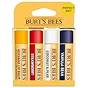 Burt's Bees Lip Balm, Beeswax, Strawberry, Coconut and Pear, and Vanilla Bean Pack, With Responsibly Sourced Beeswax, Tint-Free, Natural Lip