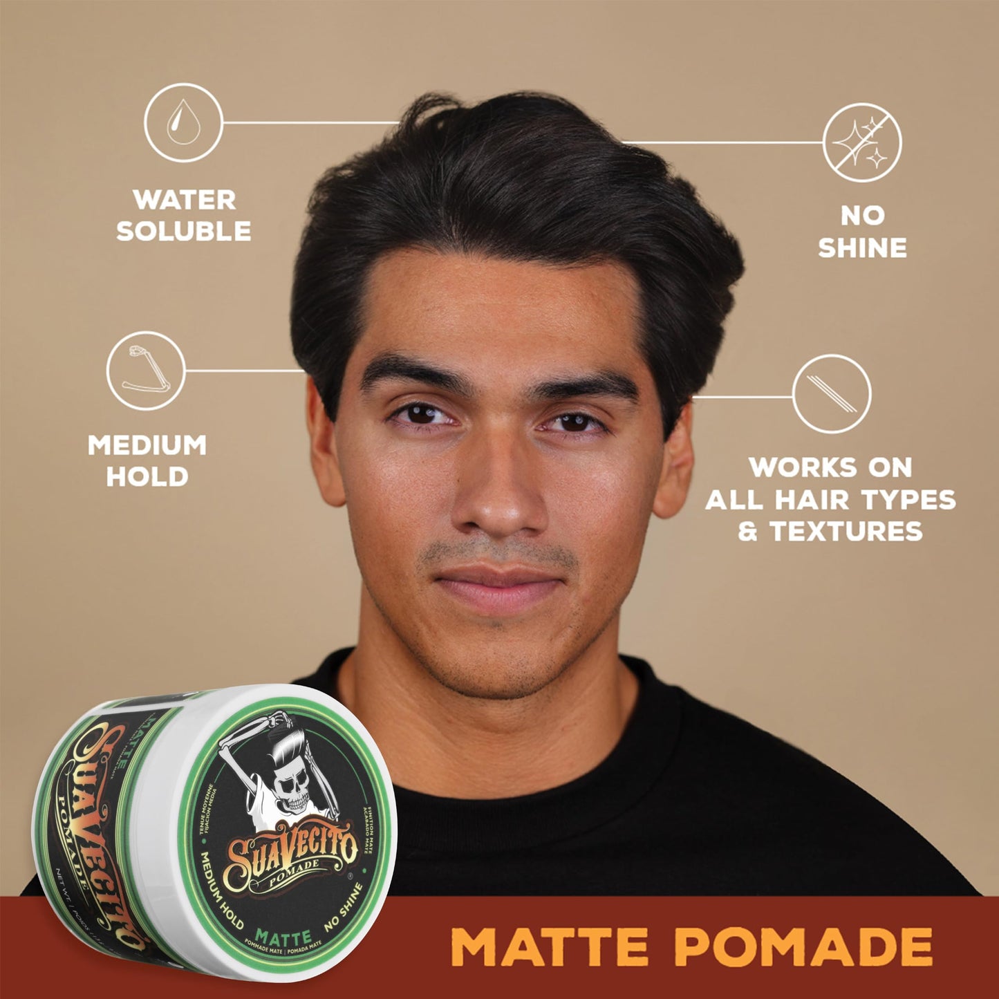 Suavecito Hair & Body Essentials Bundle: Matte Hair Styling Pomade, Moisturizing Body Soap, Hydrating Shampoo & Nourishing Conditioner…