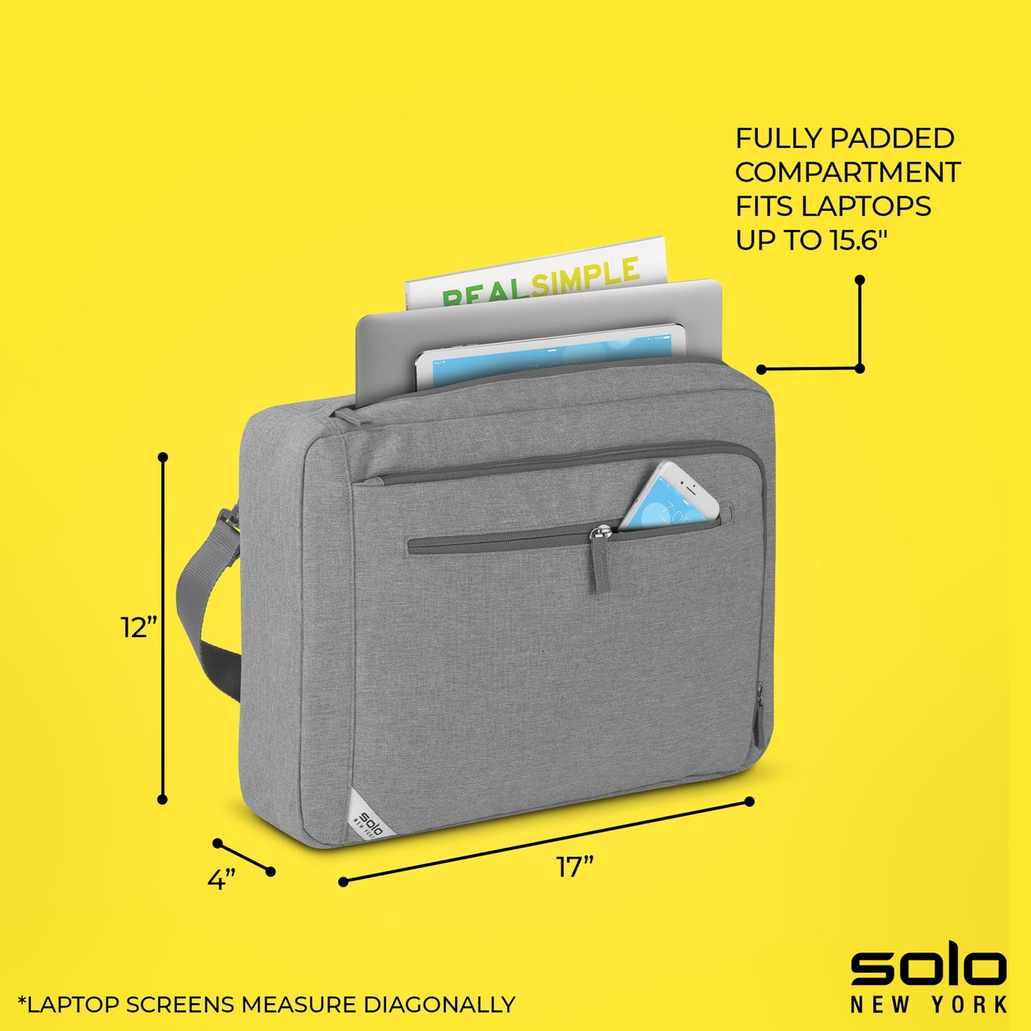 Solo New York Backpack Briefcase - Laptop Carrying Bag for Women & Men, Fits 15.6" Computer, Brief for Travel & Work, Front Zippered Pocket