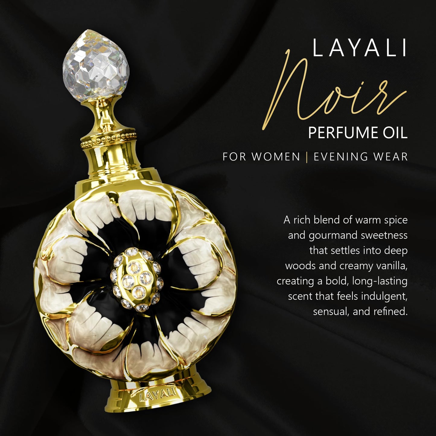 Swiss Arabian Layali Noir - Arabian Perfume Oil Fragrance with Cognac, Vanilla and Tonka - Luxury Products From Dubai - Long Lasting & Addictive Beauty & Personal Care Swiss Arabian