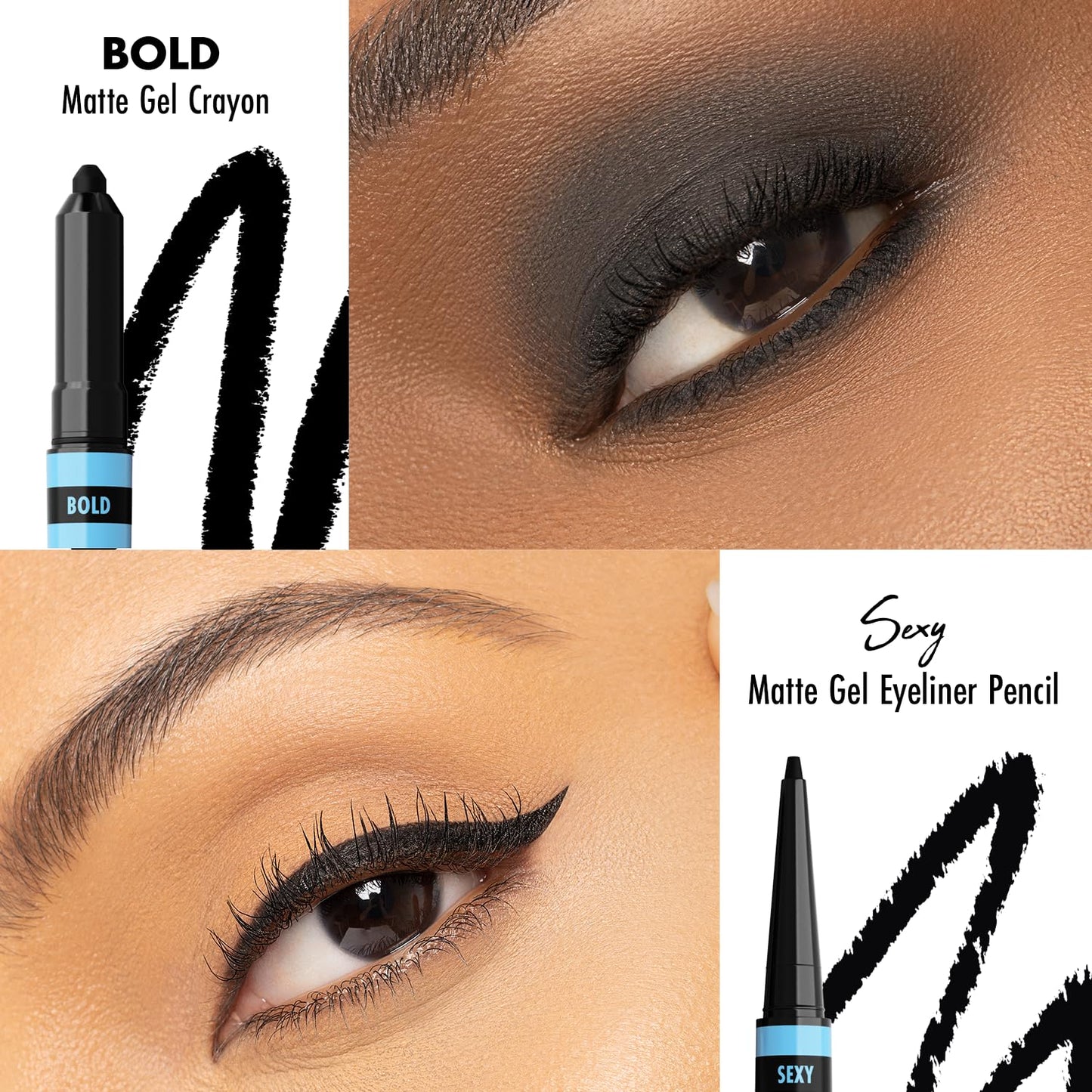 Black Radiance Bold & Sexy Gel Eyeliner,Waterproof Dual-Ended Retractable, Buildable & Blendable Smudge-Proof Smooth Matte Finish, Cruelty-Free