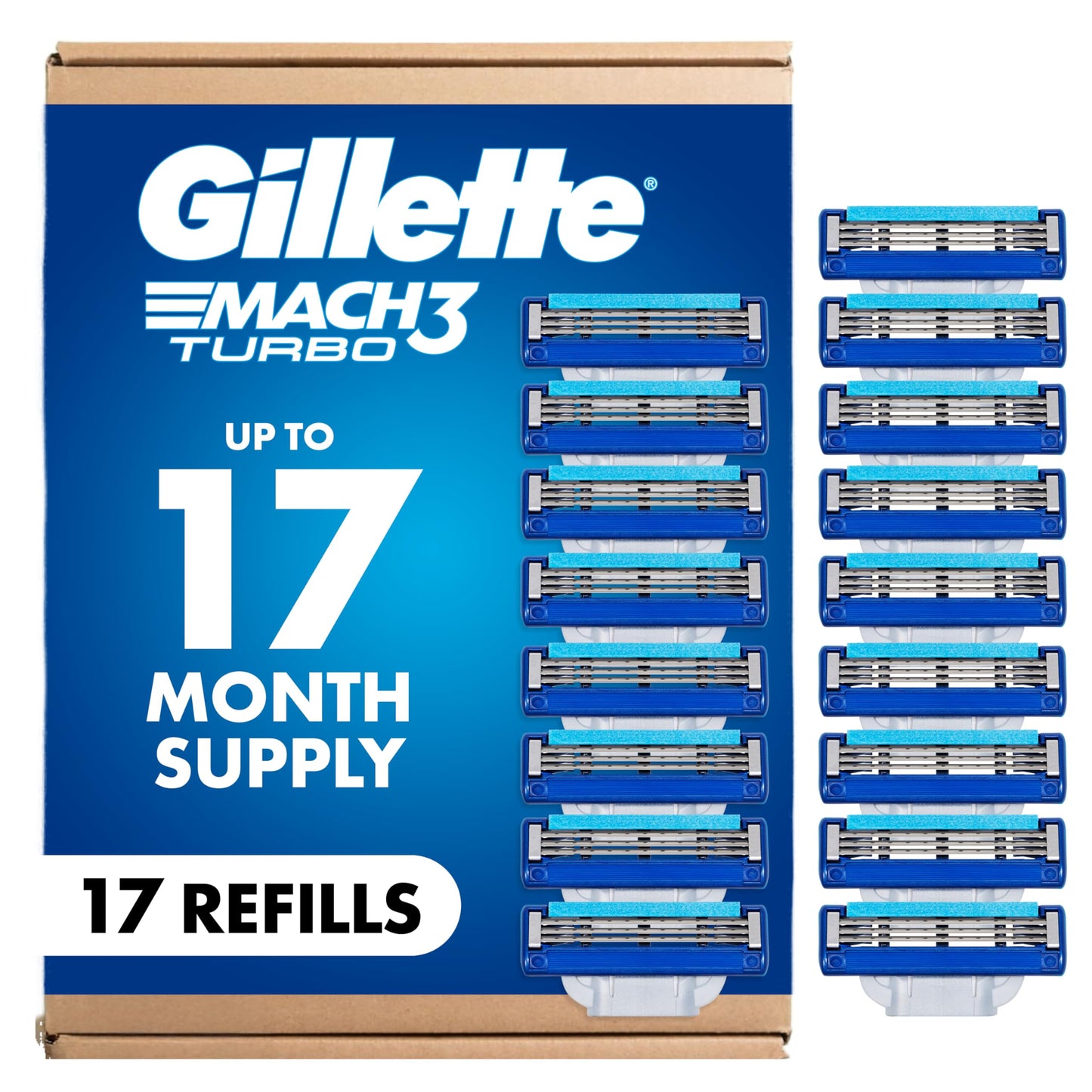 Gillette Mach3 Turbo Mens Razor Blade Refills, 17 Count Beauty and Personal Care Gillette
