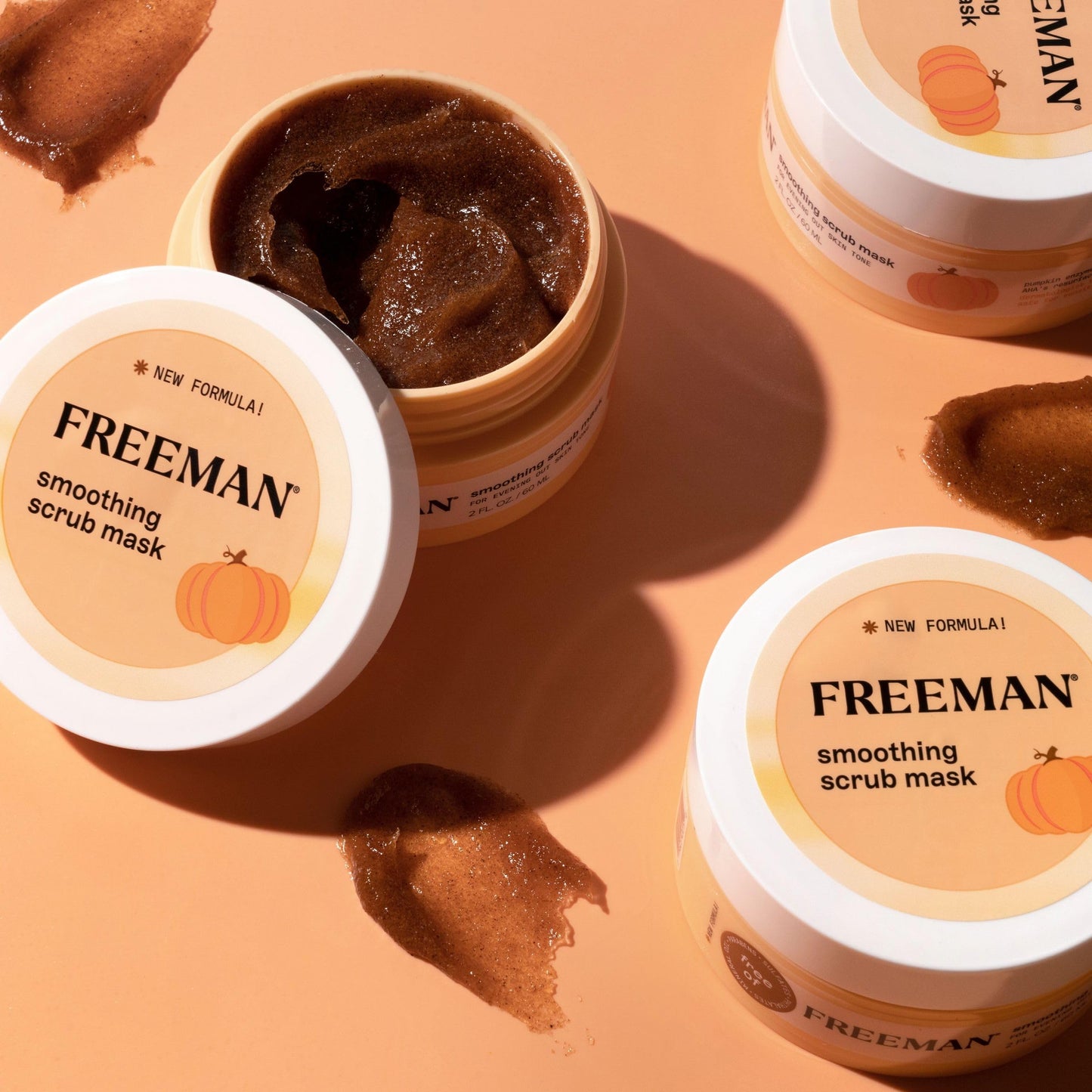 Freeman Smoothing Scrub Mask, Facial Mask & Face Scrub For Exfoliating Skin, Improve Skin Tone, Pumpkin Enzymes & AHAs, Travel Size Skincare, Vegan