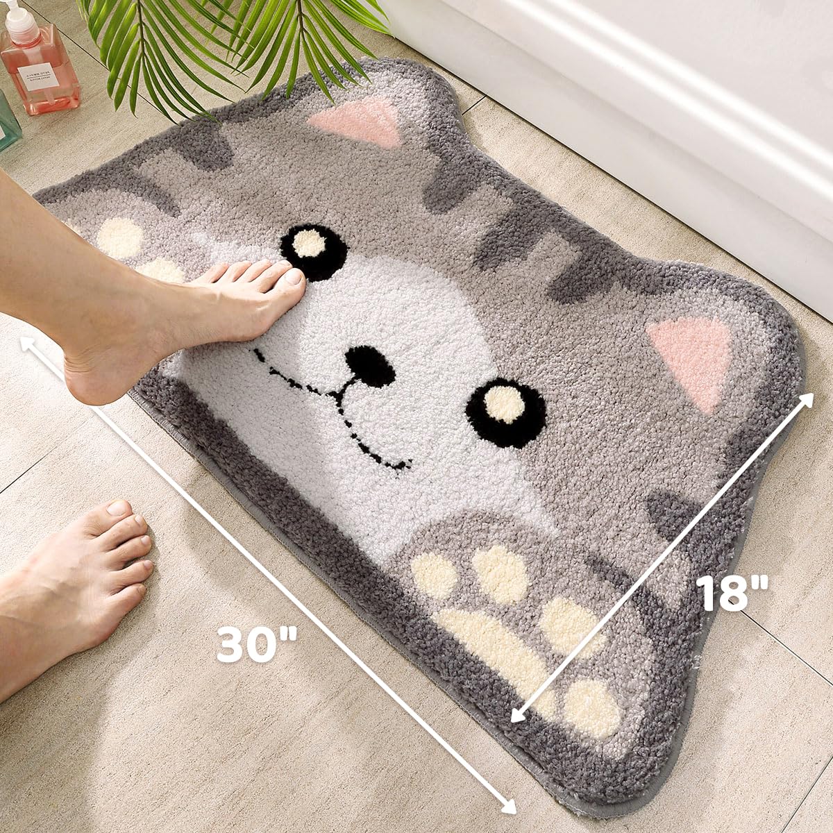 Molesun Cute Cat Bath Mat, Plush Microfiber Bathroom Rug Water Absorbent Bath Rug Non-Slip Soft Shower Rug Thick Shaggy Animal Floor Mats, Machine…