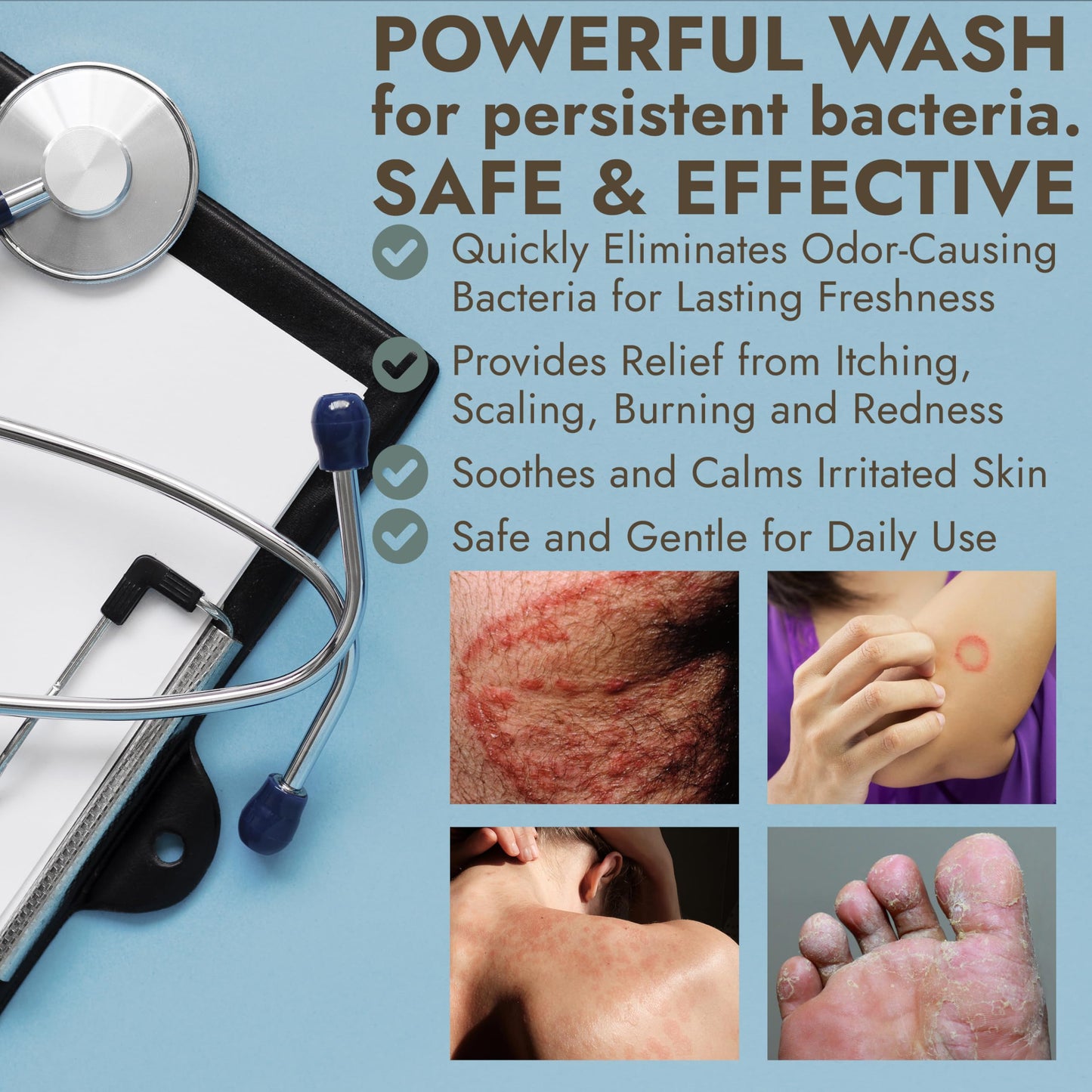 Antibacterial Body Wash | Antibacterial Soap for Men & Women | Kills 99.9% of Germs & Bacteria | Helps with Back Acne, Body Odor & Skin Irritation | Beauty and Personal Care Terramed Just Think Comfort