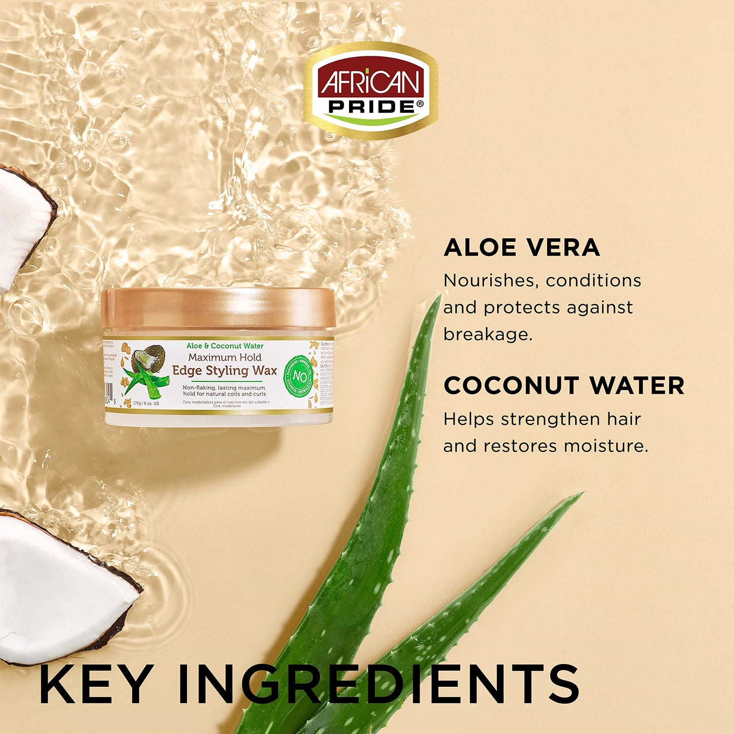 African Pride Moisture Miracle Maximum Hold Edge & Hair Styling Wax, Enriched with Aloe & Coconut, Controls Edges while Nourishing & Protecting