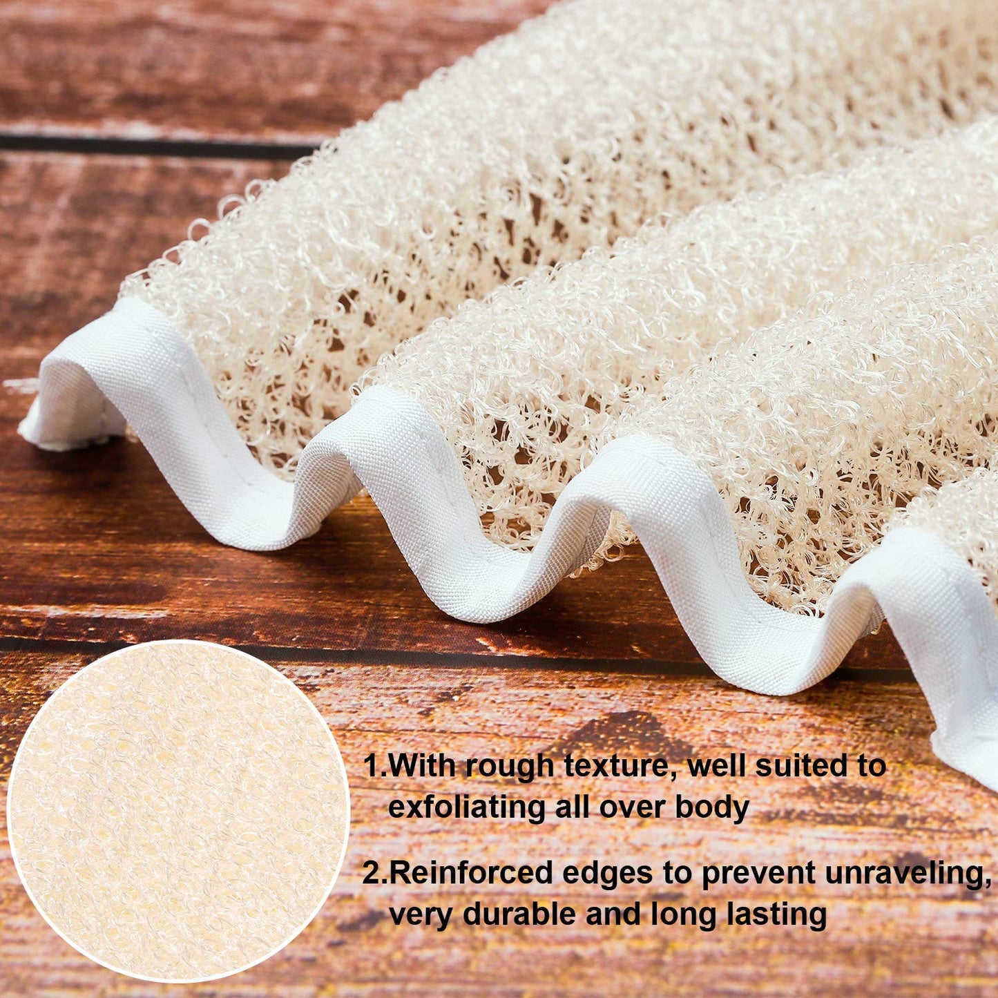 Tatuo 5 Pcs Exfoliating Face and Body Wash Cloths Towel Weave Bath Exfoliating Scrub Massage Bath Cloth for Women and Men, 10.63 x 9.05 Inch(Beige