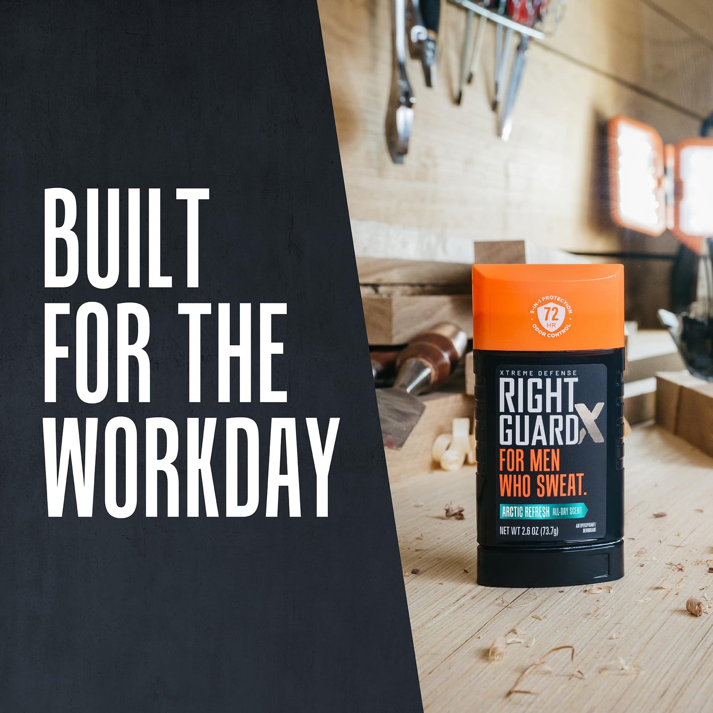 Right Guard Xtreme Defense Invisible Solid, Antiperspirant Deodorant, Arctic Refresh Scent - 5-in-1 Deodorant for Men, 72-Hour Odor Control