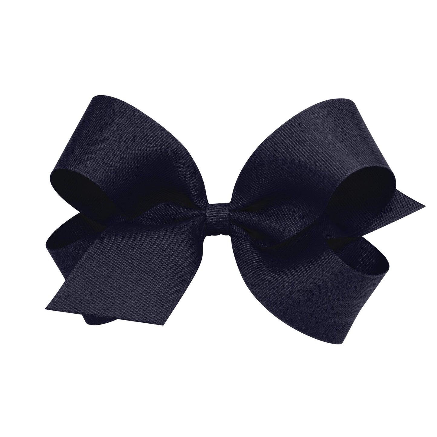 Wee Ones Girls' Plain Wrap Classic Grosgrain Hair Bows on a WeeStay No-Slip Hair Clip, Handmade, Large, Navy
