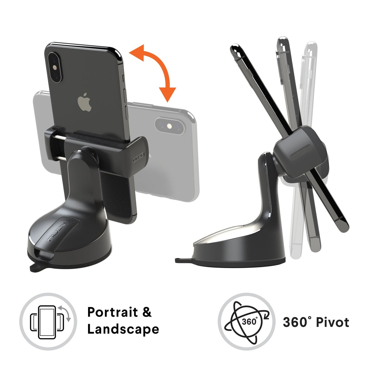 Kenu Airbase Pro Car Phone Mount for Dashboard and Windshield - Desk Phone Stand - 360 Degree Rotation - Grips Expand to 3.6 Inches - Elegant Design…