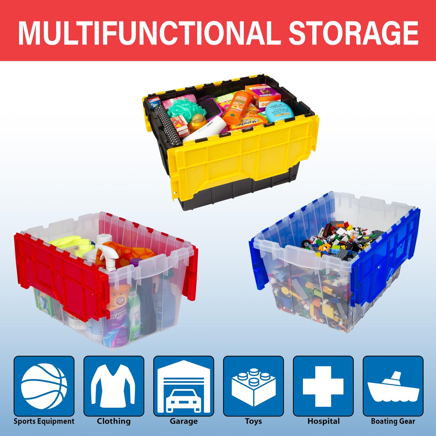 Akro-Mils KeepBox 12 Gallon Storage Container, Nesting and Stackable Plastic Storage Box with Lid Attached, Clear Tote for Garages, Closets…