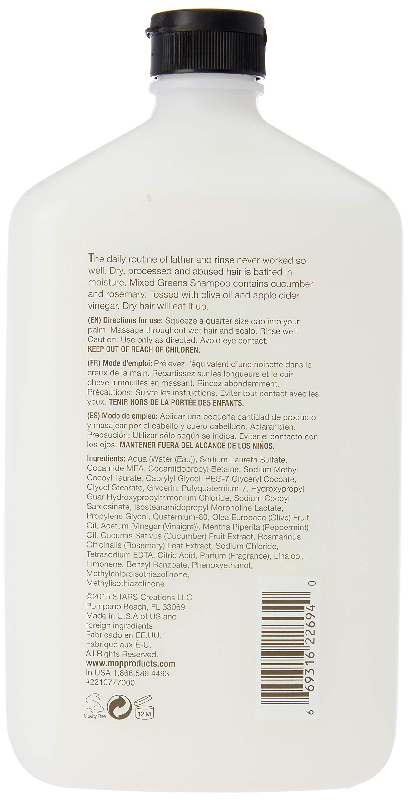 MOP Mixed Greens Moisture Shampoo, Fresh, 33.8 fl. Oz (Pack of 1)
