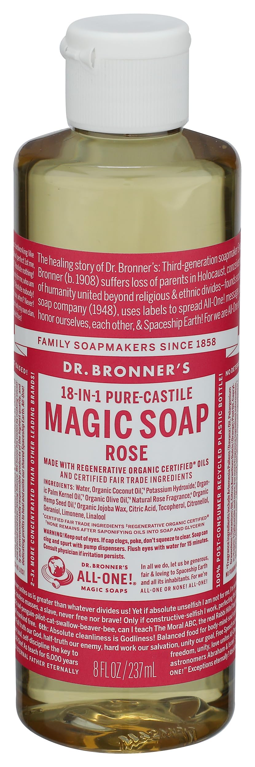 Dr. Bronners Rose Castile Soap, 8 FZ