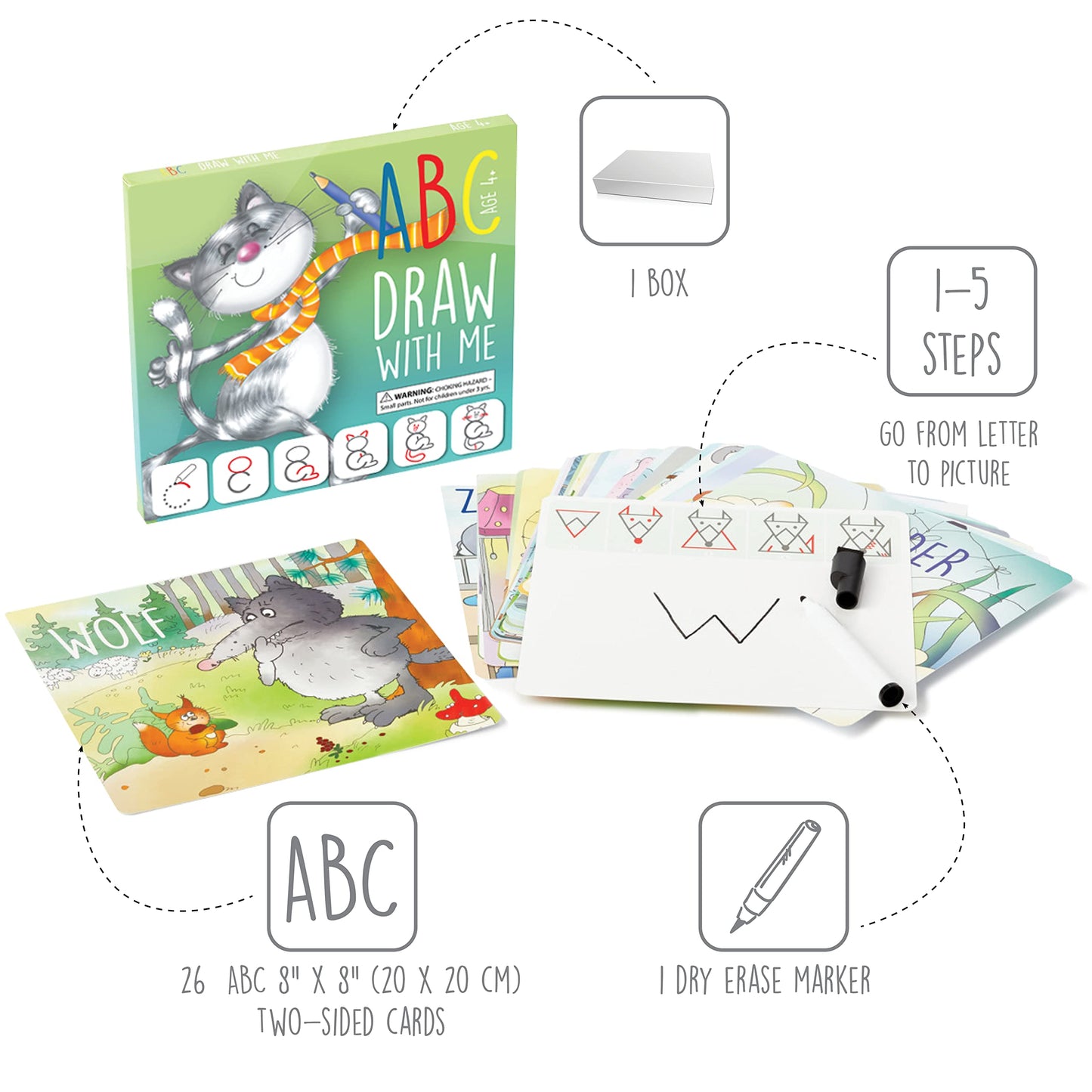 Alphabet Learning Tracing Set – ABC Handwriting Toys & Drawing Educational Game, Preschool Activity Gift for Kids Ages 3–6, Boys & Girls