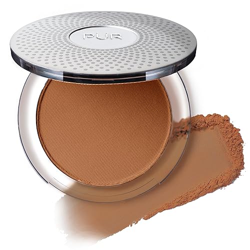 PÜR MINERALS 4-in-1 Pressed Mineral Makeup Powder Foundation with SPF 15 - Concealer & Finishing Compact Pressed Powder for Face - Buildable Medium to Full Coverage Foundation Powder (Deeper)