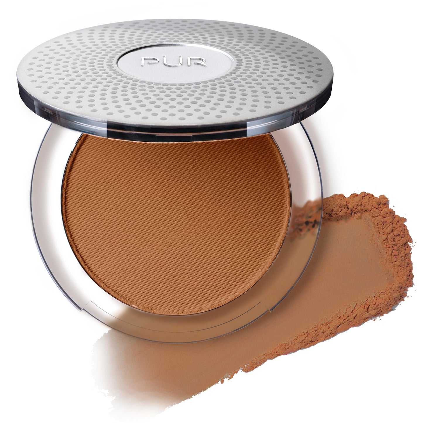 PÜR MINERALS 4-in-1 Pressed Mineral Makeup Powder Foundation with SPF 15 - Concealer & Finishing Compact Pressed Powder for Face - Buildable Medium to Full Coverage Foundation Powder (Deeper)