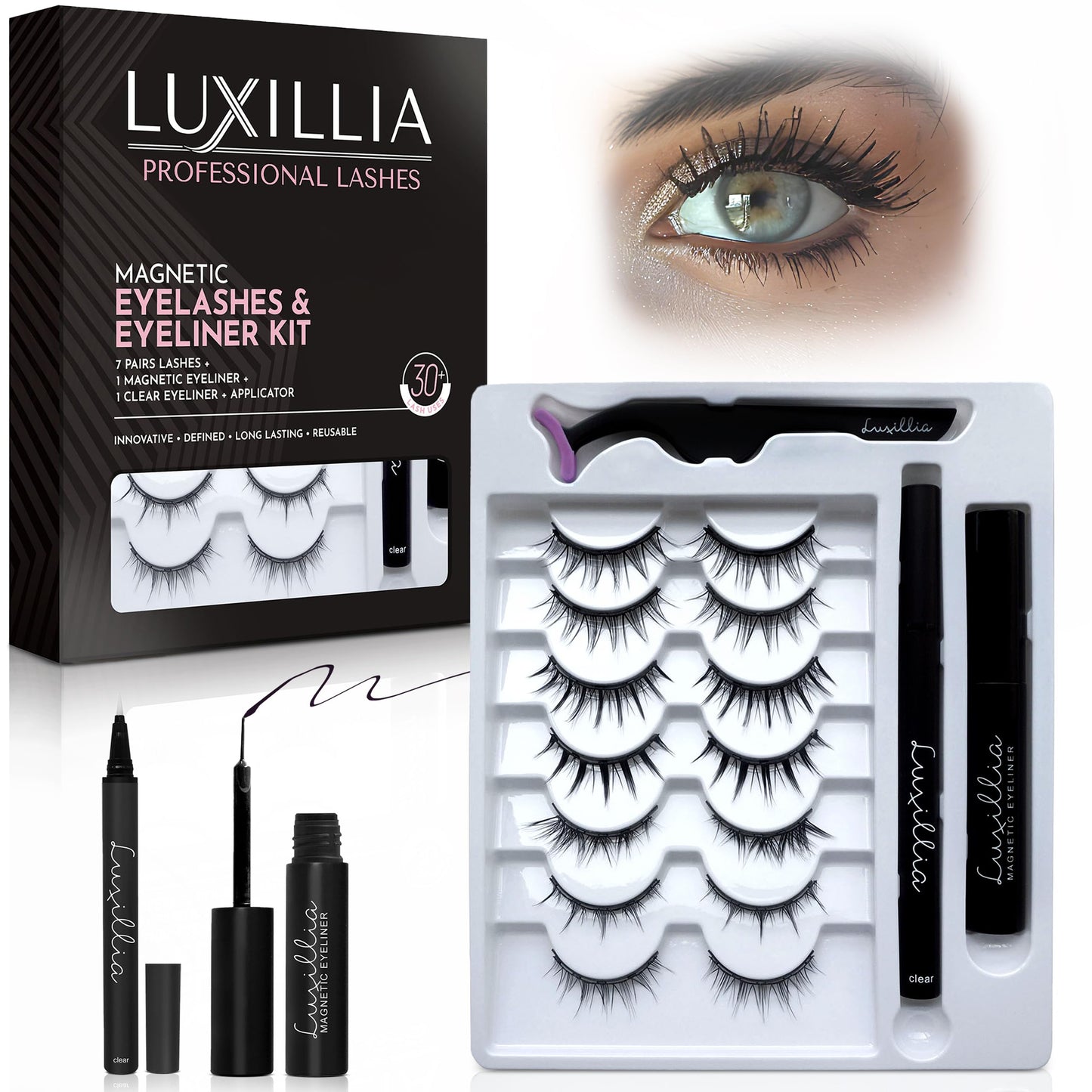 Luxillia Magnetic Eyelashes with Applicator Kit - 10 Set Natural Eye Lashes Beauty and Personal Care Luxillia Default Title