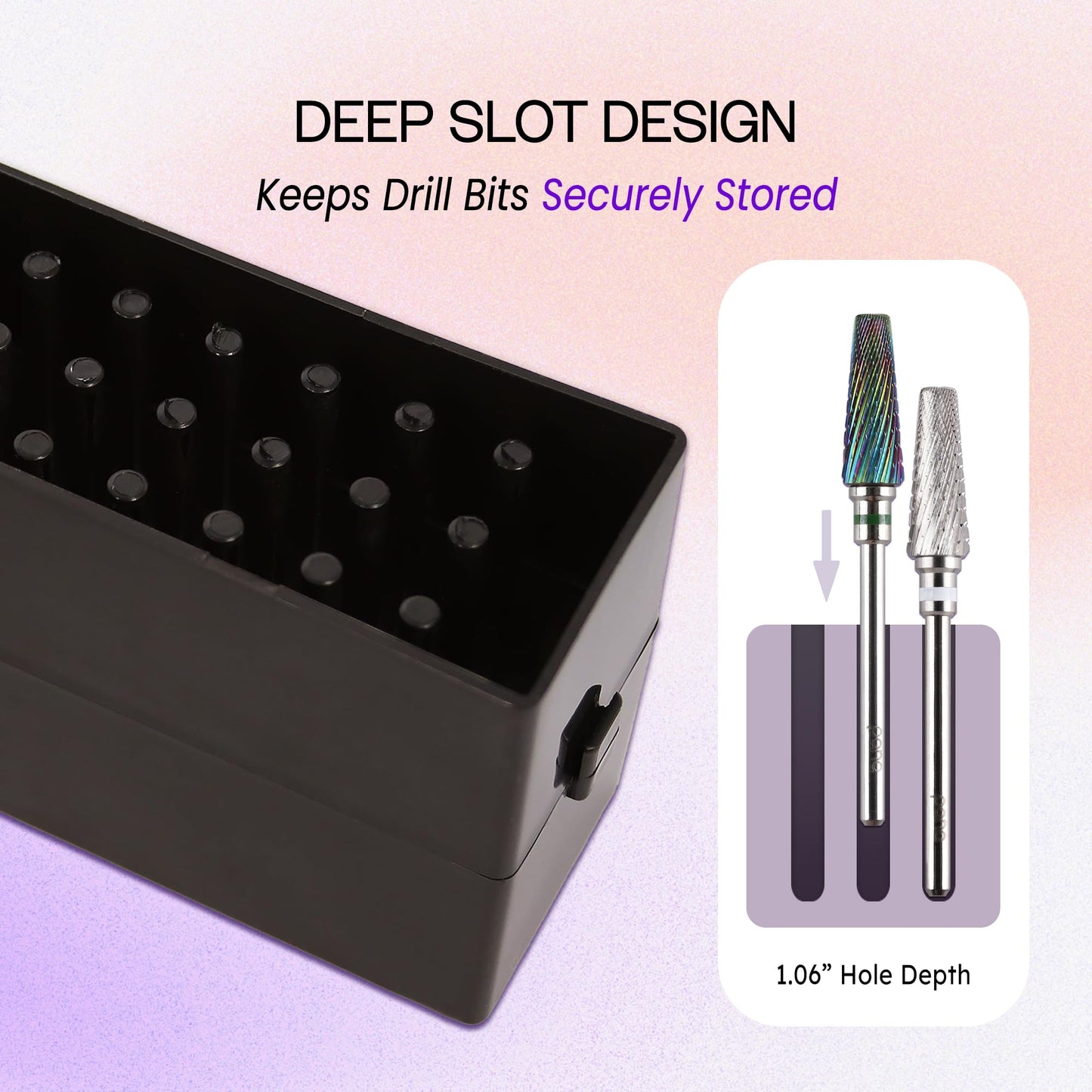 PANA Nail Drill Bit Holder Stand Display Organizer- Dust Proof Storage Container Box Case Tools for Home Use or Nail Salon - (30 Holes, Blue) (Drill