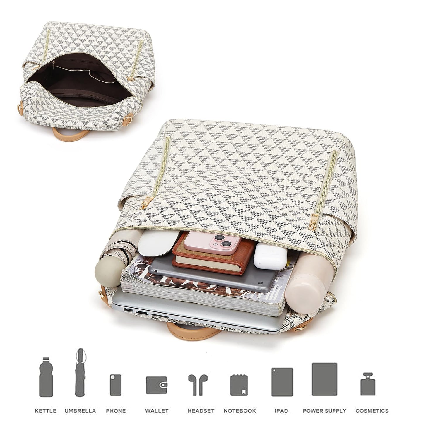 Makes Backpack Purse for Women PU Leather Travel Satchel Handbag Convertible Design Bag with Purse 2 Piece