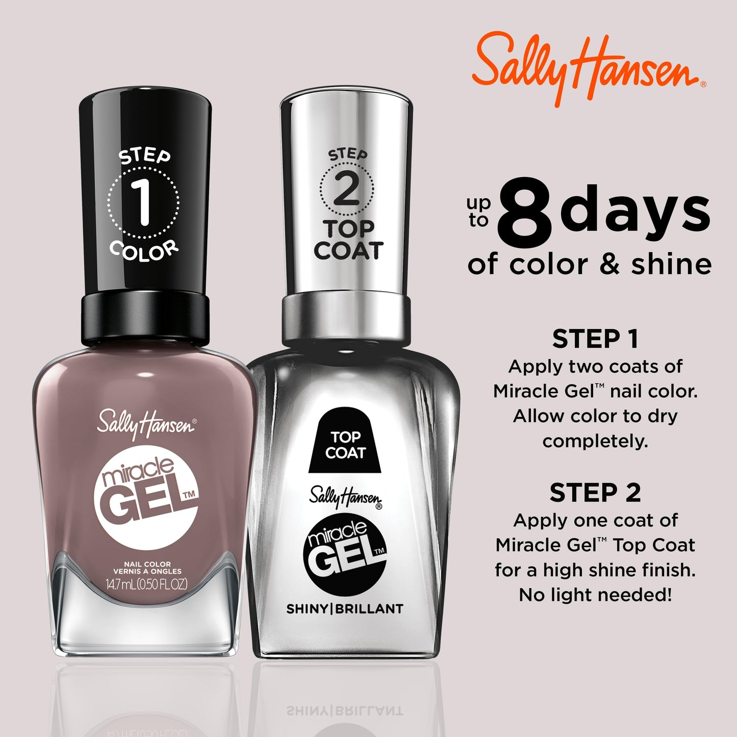 Sally Hansen Miracle Gel Salon Quality Nail Polish | Gel-Like Formula, Two-Step System, No UV Light Needed, Long Lasting | Opaque, Crème | 205 To The Beauty & Personal Care Sally Hansen