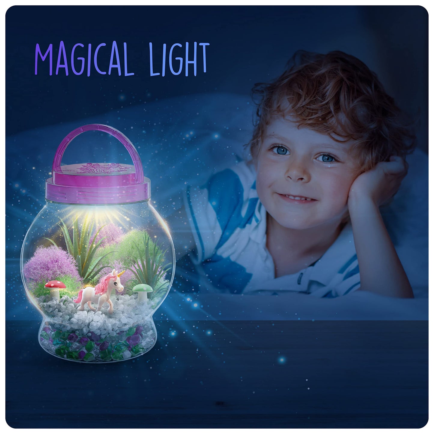 Dan&Darci Light-Up Unicorn Terrarium Kit for Kids – Magical DIY Unicorn Craft Set with Light-Up Jar – Arts & Crafts Gift for Girls & Boys Ages 4-12, Fun Birthday Present & Activity Kit