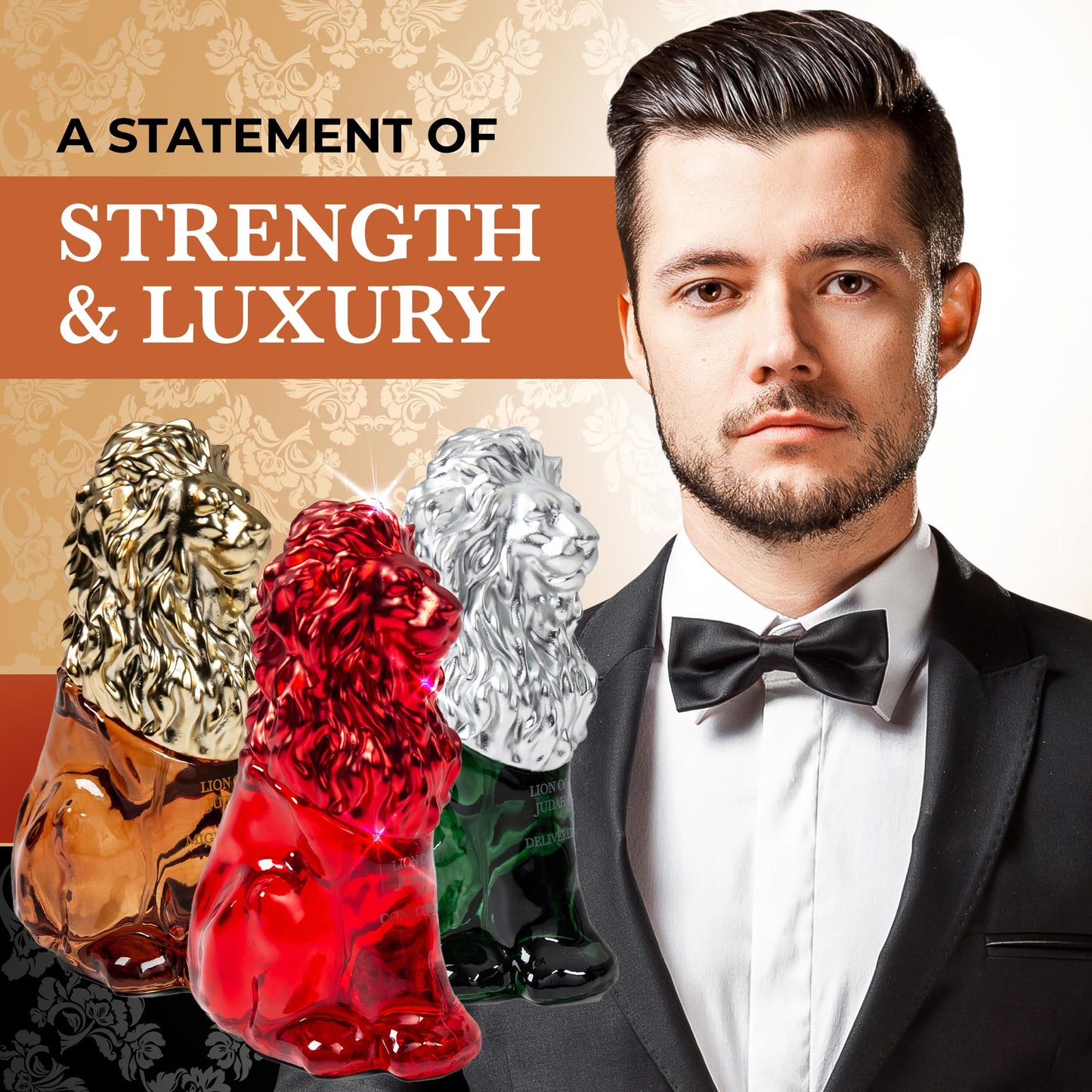 LION OF JUDAH - Set of 3 Travel Size Cologne for Men - Long-Lasting EDP Fragrance Comes in Elegant Lion-Shaped Glass Bottle - Fresh, Masculine & Sweet