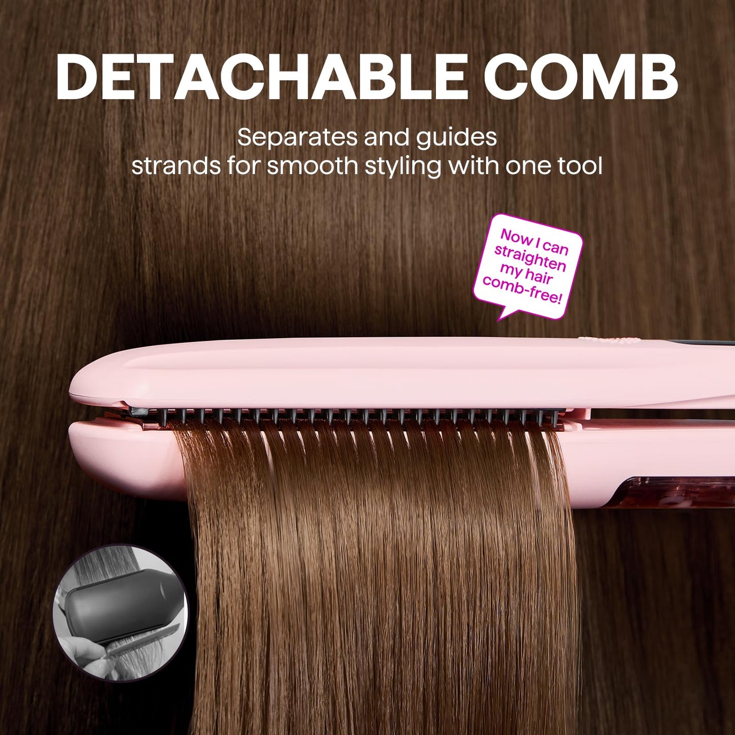 Wavytalk Steam Hair Straightener 1.38'' with Detachable Comb for Silk Press Beauty and Personal Care wavytalk